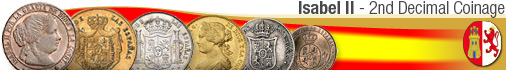 1/2 Céntimo Escudo coin from 1867OM Spain