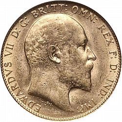 Large Obverse for Sovereign 1908 coin
