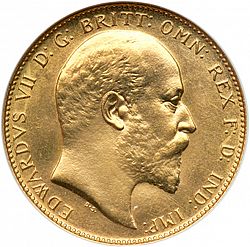 Large Obverse for Sovereign 1908 coin
