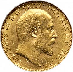 Large Obverse for Sovereign 1910 coin