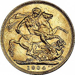 Large Reverse for Sovereign 1904 coin