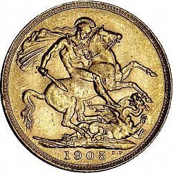 Large Reverse for Sovereign 1905 coin