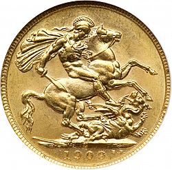 Large Reverse for Sovereign 1909 coin