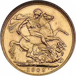Large Reverse for Sovereign 1909 coin