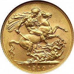 Large Reverse for Sovereign 1910 coin