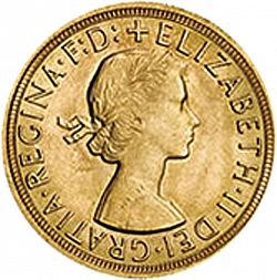 Large Obverse for Sovereign 1953 coin