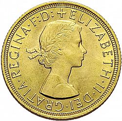 Large Obverse for Sovereign 1958 coin