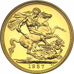 Large Reverse for Sovereign 1957 coin