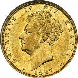 Large Obverse for Sovereign 1827 coin