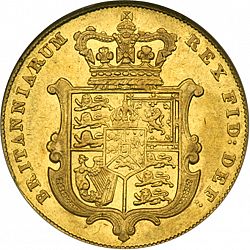 Large Reverse for Sovereign 1827 coin