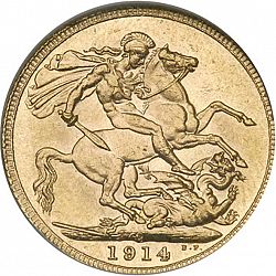Large Reverse for Sovereign 1914 coin