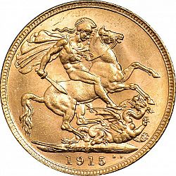 Large Reverse for Sovereign 1915 coin