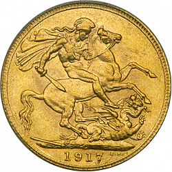 Large Reverse for Sovereign 1917 coin