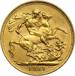 Large Reverse for Sovereign 1917 coin