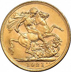 Large Reverse for Sovereign 1921 coin