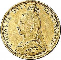 Large Obverse for Sovereign 1889 coin