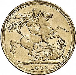 Large Reverse for Sovereign 1888 coin