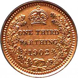 Large Reverse for Third Farthing 1902 coin