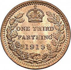 Large Reverse for Third Farthing 1913 coin