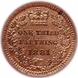 Large Reverse for Third Farthing 1881 coin