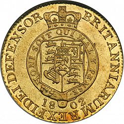 Large Reverse for Half Guinea 1802 coin