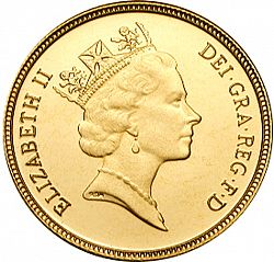 Large Obverse for Half Sovereign 1986 coin