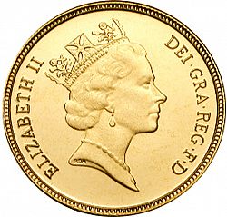 Large Obverse for Half Sovereign 1993 coin