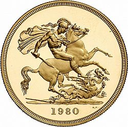 Large Reverse for Half Sovereign 1980 coin
