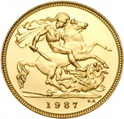 Large Reverse for Half Sovereign 1987 coin
