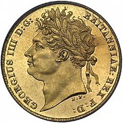 Large Obverse for Half Sovereign 1823 coin