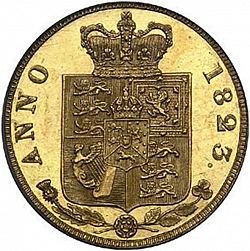Large Reverse for Half Sovereign 1823 coin