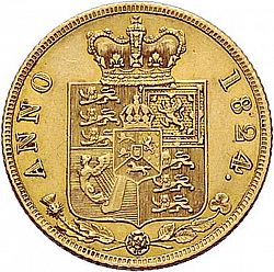 Large Reverse for Half Sovereign 1824 coin