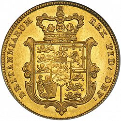 Large Reverse for Half Sovereign 1827 coin