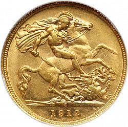 Large Reverse for Half Sovereign 1912 coin