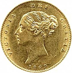 Large Obverse for Half Sovereign 1842 coin