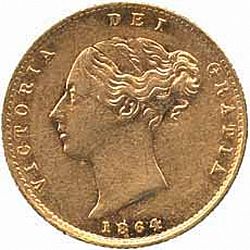Large Obverse for Half Sovereign 1864 coin