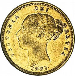 Large Obverse for Half Sovereign 1881 coin