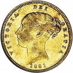 Large Obverse for Half Sovereign 1881 coin