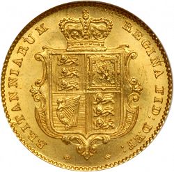Large Reverse for Half Sovereign 1843 coin