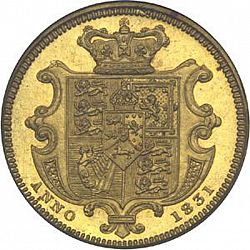 Large Reverse for Half Sovereign 1831 coin