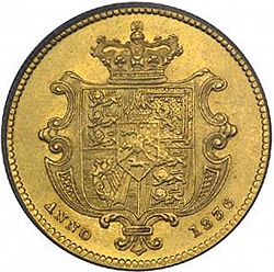 Large Reverse for Half Sovereign 1836 coin