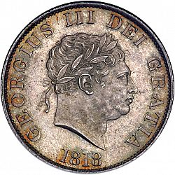 Large Obverse for Halfcrown 1818 coin