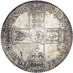Large Reverse for Halfcrown 1698 coin