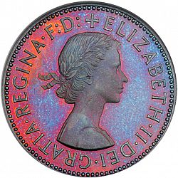 Large Obverse for Halfpenny 1954 coin