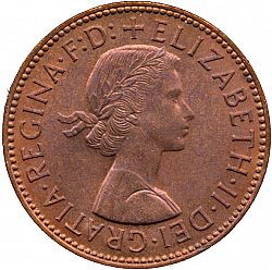 Large Obverse for Halfpenny 1960 coin