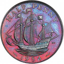 Large Reverse for Halfpenny 1954 coin