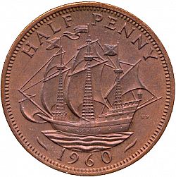 Large Reverse for Halfpenny 1960 coin