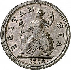Large Reverse for Halfpenny 1718 coin