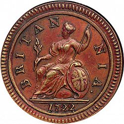 Large Reverse for Halfpenny 1722 coin