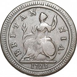 Large Reverse for Halfpenny 1723 coin